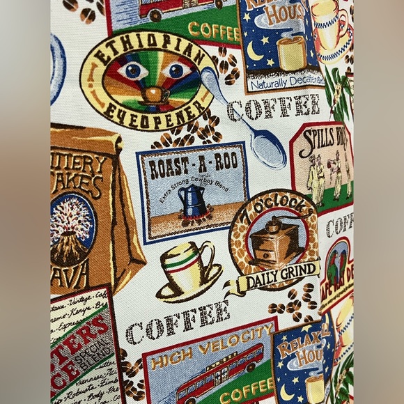 Kay Dee Designs Natural Beige Coffee Break Apron Logo Cup Checkerboard - Picture 2 of 4